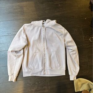 Brandy Melville Light Gray Zip-Up Hoodie